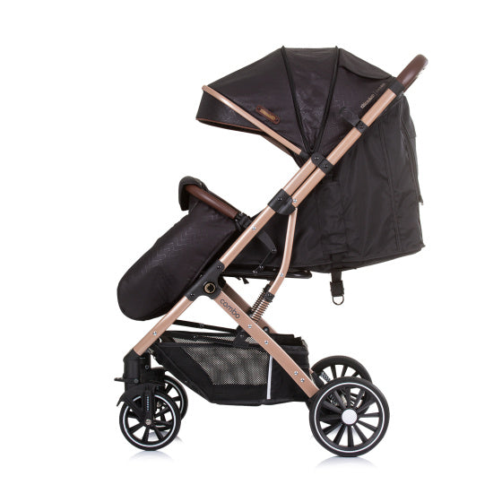 Chipolino combo pliable buggy avec couvercle de pied obsidien or noir