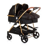 Poussette pliante Chipolino duo pour 2 personnes obsidienne or noir