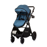 Poussette 3-en-1 pliable Chipolino Harmony avec sac à langer bleu jean noir