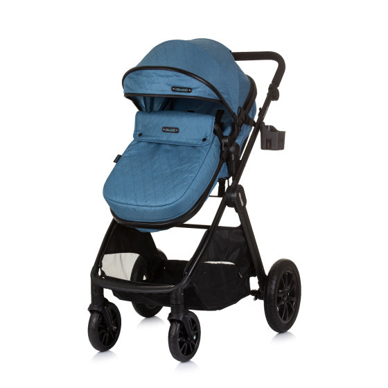 Poussette 3-en-1 pliable Chipolino Harmony avec sac à langer bleu jean noir
