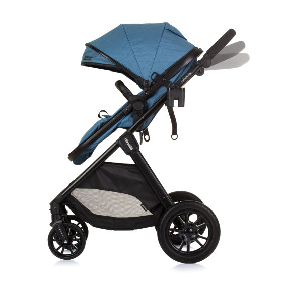 Poussette 3-en-1 pliable Chipolino Harmony avec sac à langer bleu jean noir