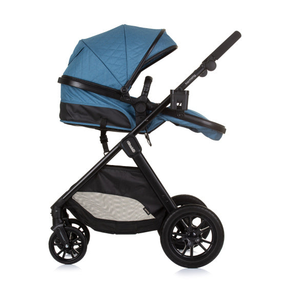 Poussette 3-en-1 pliable Chipolino Harmony avec sac à langer bleu jean noir