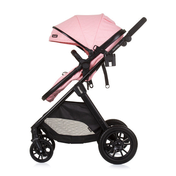 Poussette pliable 3-en-1 Chipolino Harmony avec sac à couches rose