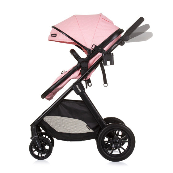 Poussette pliable 3-en-1 Chipolino Harmony avec sac à couches rose