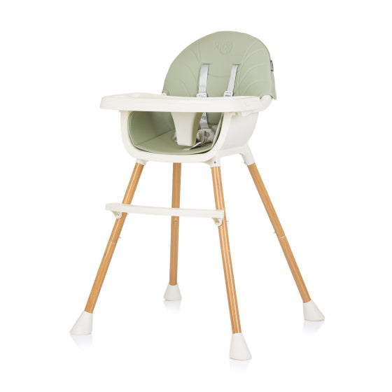 Chipolino Rio chaise haute 2 en 1 avec plateau repas coussin d'assise vert aloe blanc