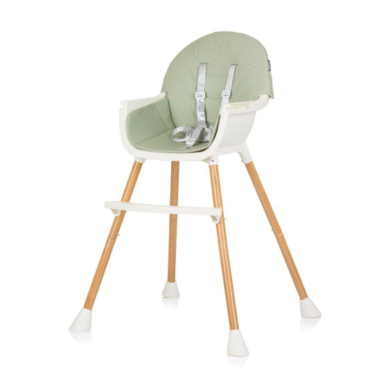 Chipolino Rio chaise haute 2 en 1 avec plateau repas coussin d'assise vert aloe blanc