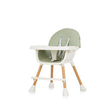 Chipolino Rio chaise haute 2 en 1 avec plateau repas coussin d'assise vert aloe blanc