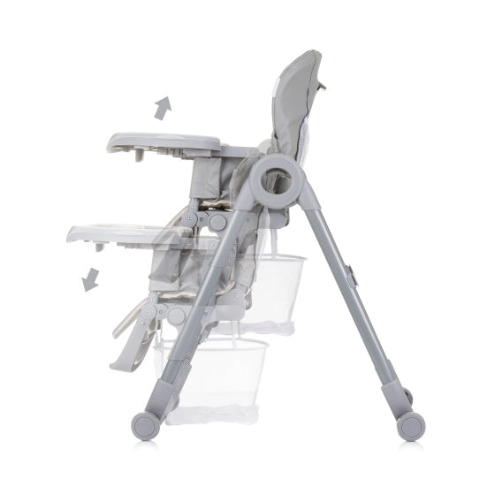 Chipolino Chef High Couche avec coussin de plats de siège gris pur