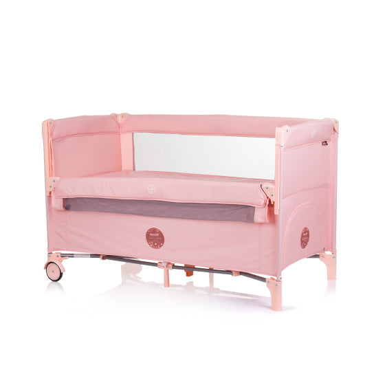 Lit de camping pliable Chipolino avec côté rabattable rose