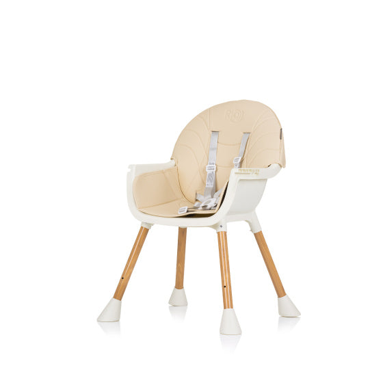 Chipolino Rio chaise haute 2 en 1 avec plateau repas coussin d'assise blanc sable