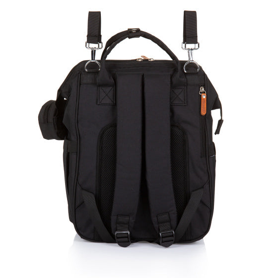 Sac à couches de sac à dos chipolino avec beaucoup d'espace de rangement obsidien noir