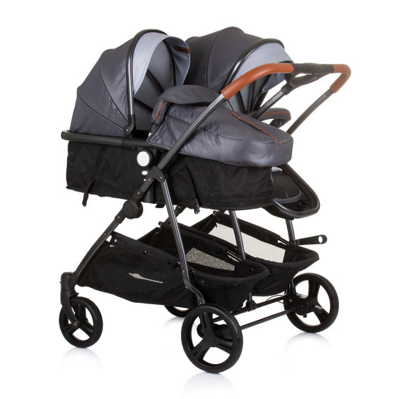 Chipolino Duo pliable Pram pour 2 argent gris noir