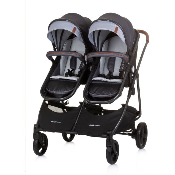 Chipolino Duo pliable Pram pour 2 argent gris noir