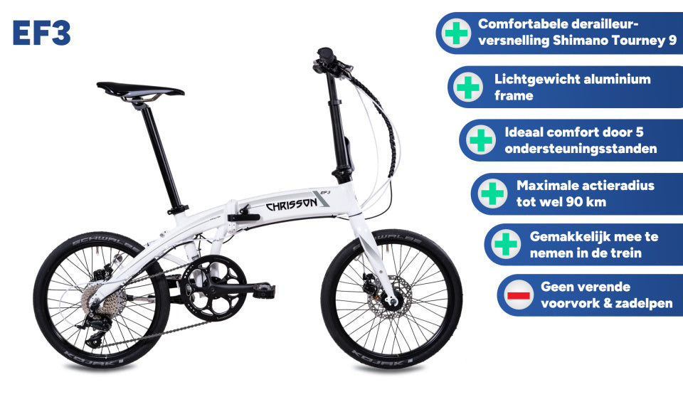 Chrisson ef3 20 pouces 32 cm unisexe 9v frein à disque mécanique blanc