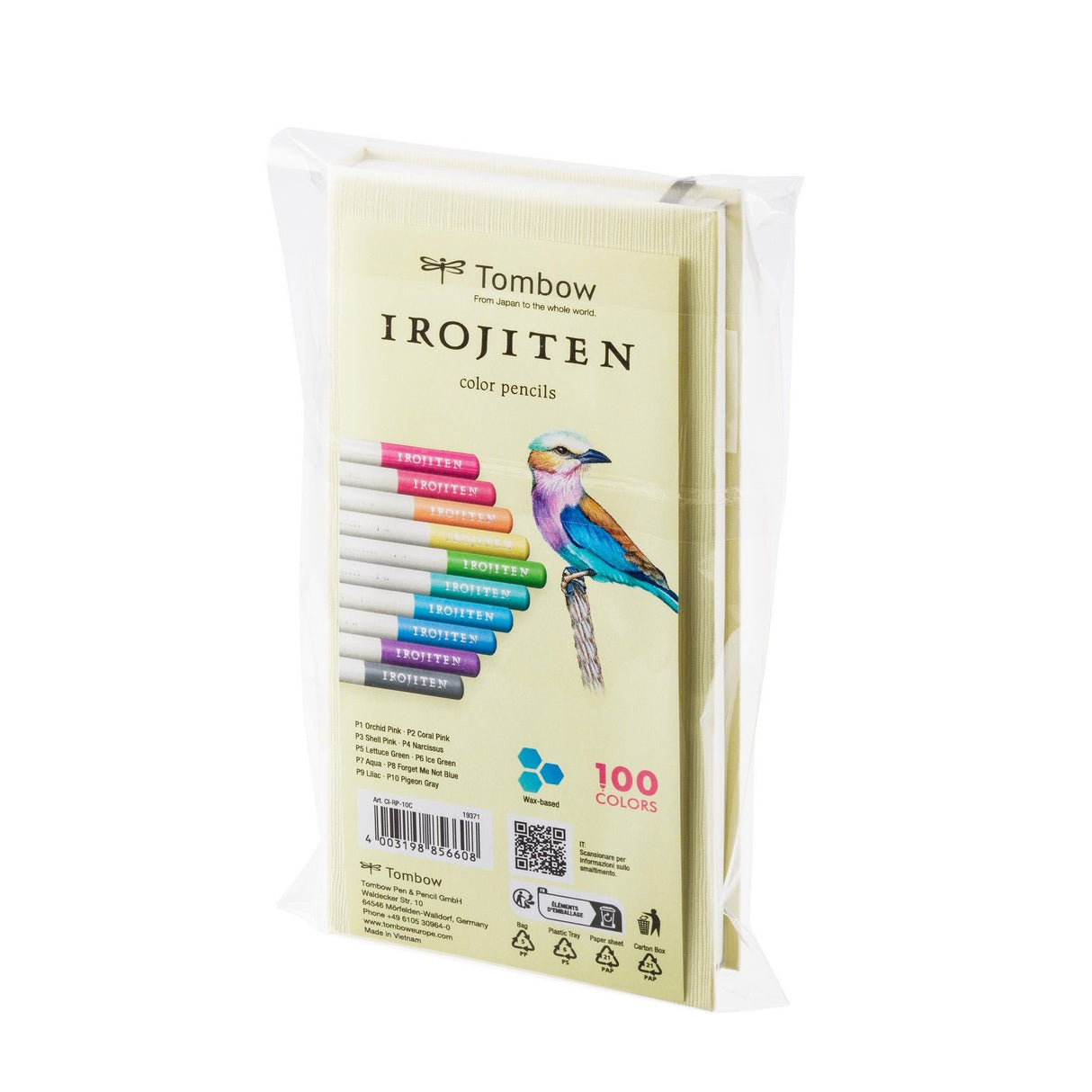 Tombow • crayon de couleur irojiten pour artistes et amateurs, set volume 1 : ton pâle l, 10 couleurs