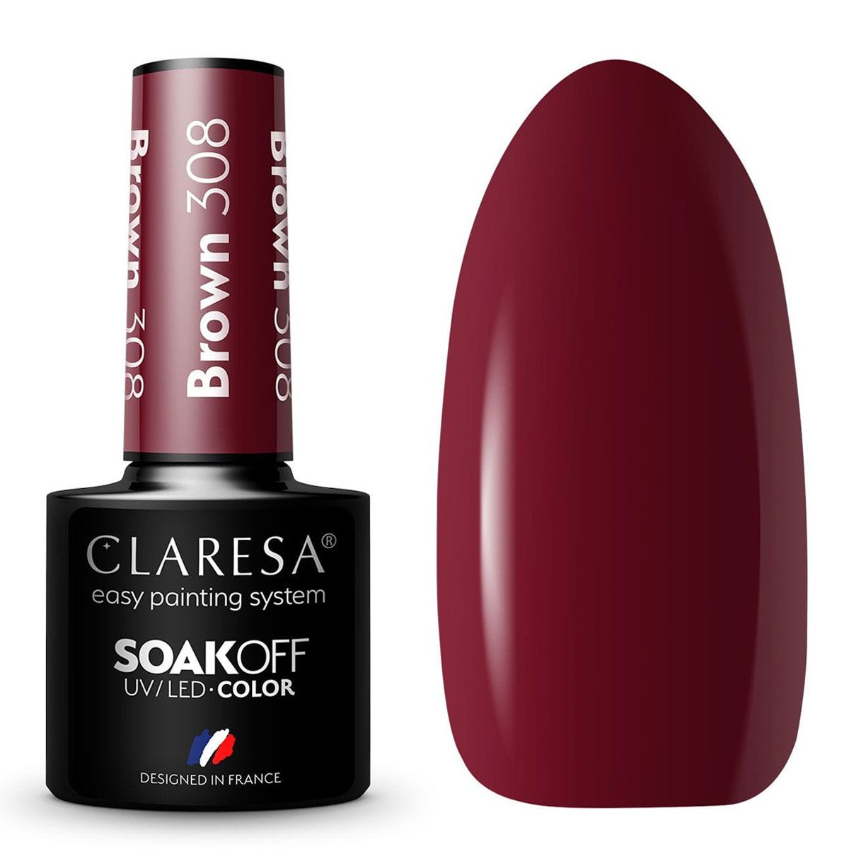 Claresa vernis gel uv led 5ml marron 308 baies pleines