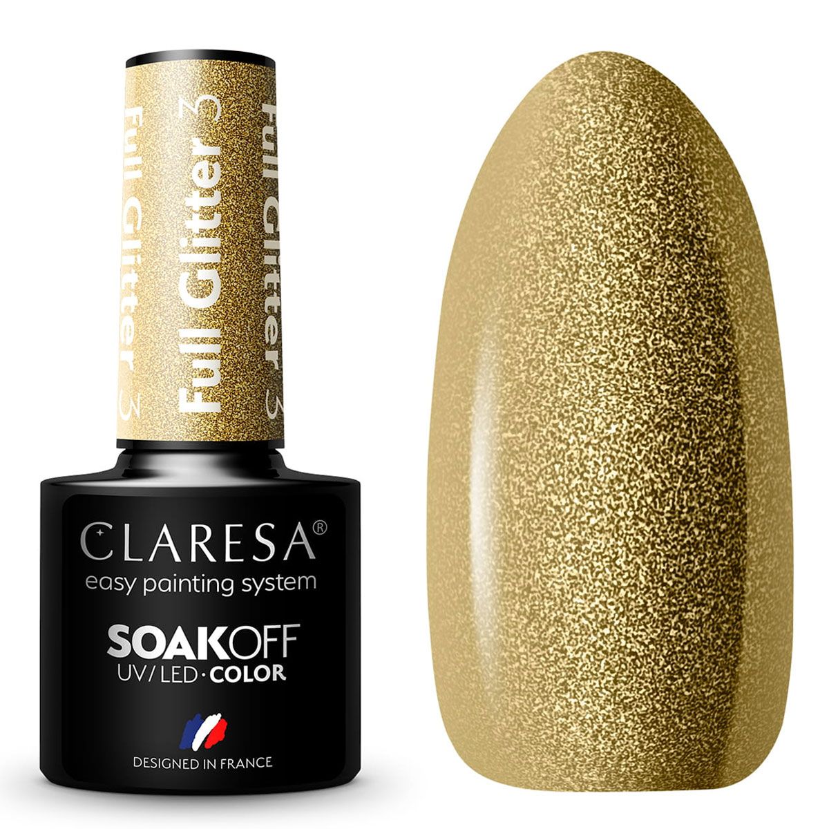 Claresa Vernis Gel UV LED 5 ml Full Glitter 3 Or