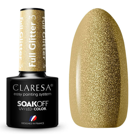 Claresa Vernis Gel UV LED 5 ml Full Glitter 3 Or