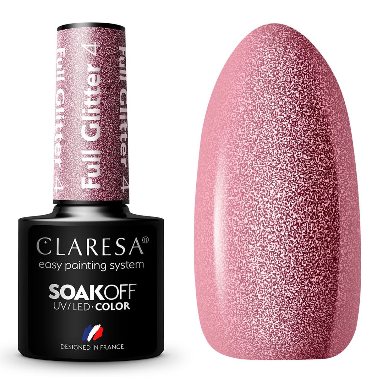 Claresa Vernis Gel UV LED 5 ml Full Glitter 4 Rose Froid