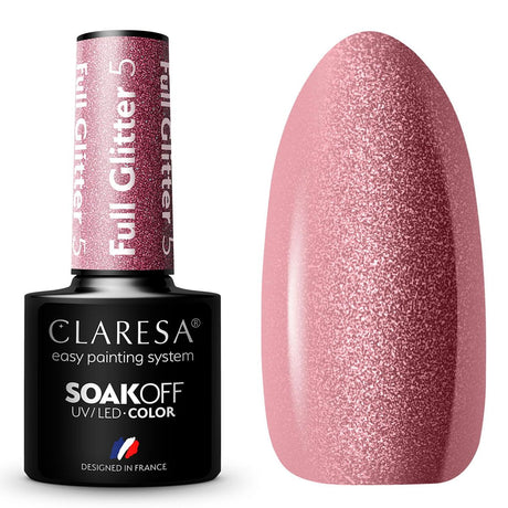 Claresa Vernis Gel UV LED 5 ml Full Glitter 5 Rose Chaud
