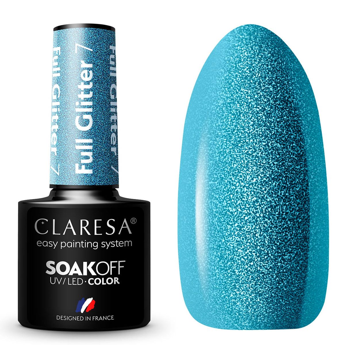 Claresa Vernis gel UV LED 5 ml Full Glitter 7 Bleu