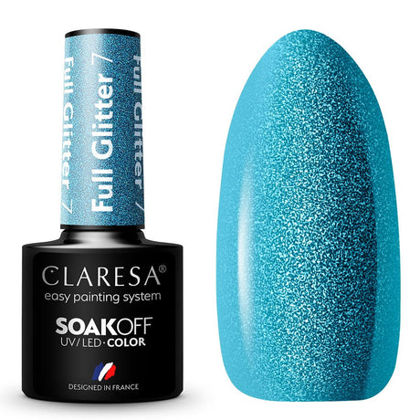 Claresa Vernis gel UV LED 5 ml Full Glitter 7 Bleu