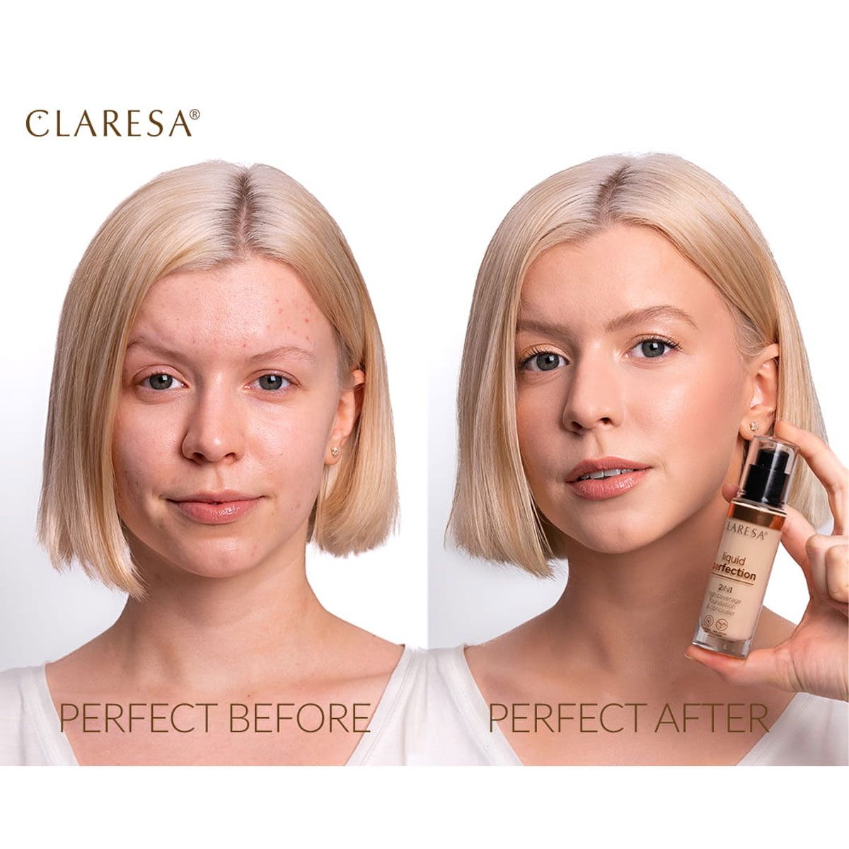 Claresa liquid perfection correcteur et fond de teint 2-en-1 102 médium chaud 18gr.