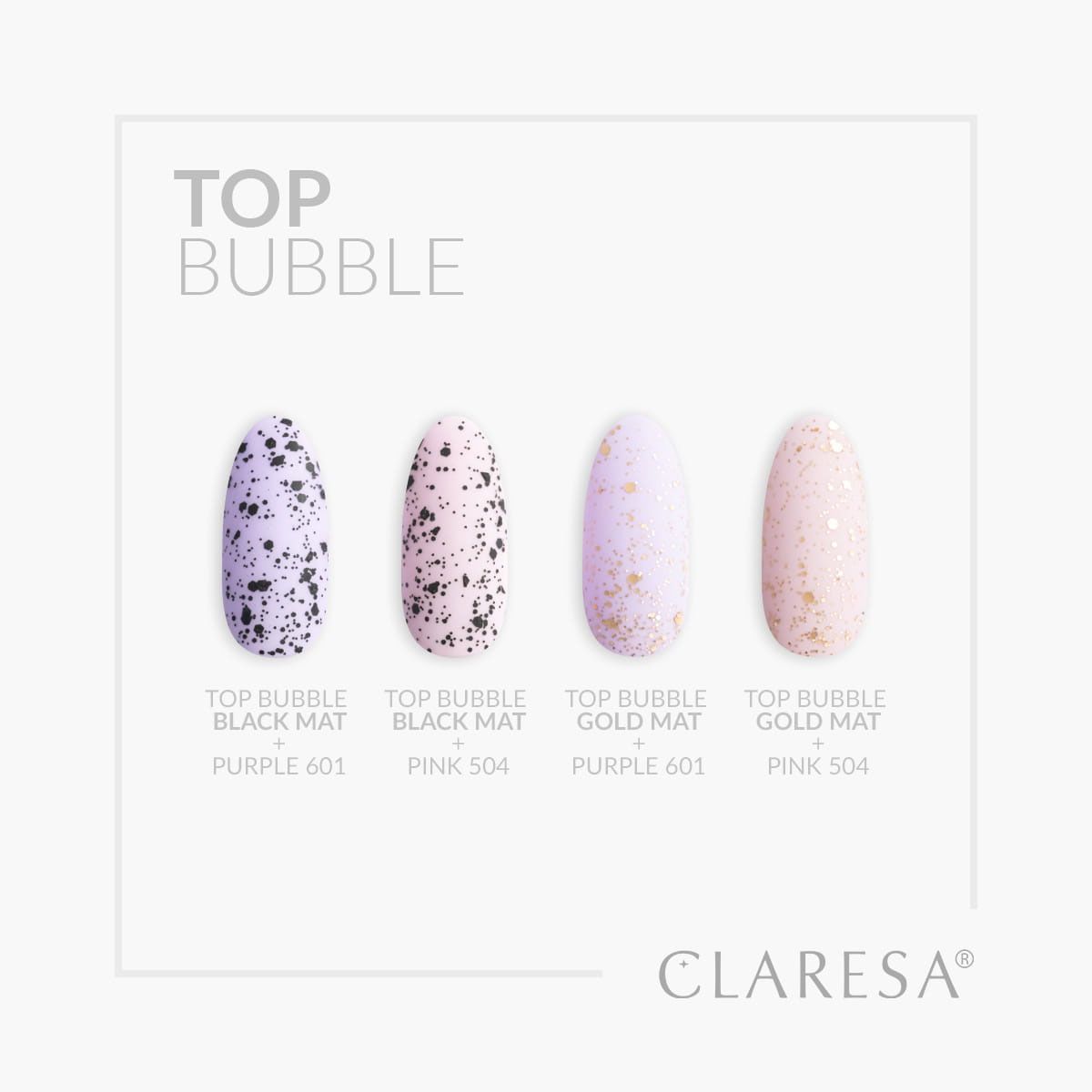 Claresa top coat bubble noir mat sans lingette 5ml