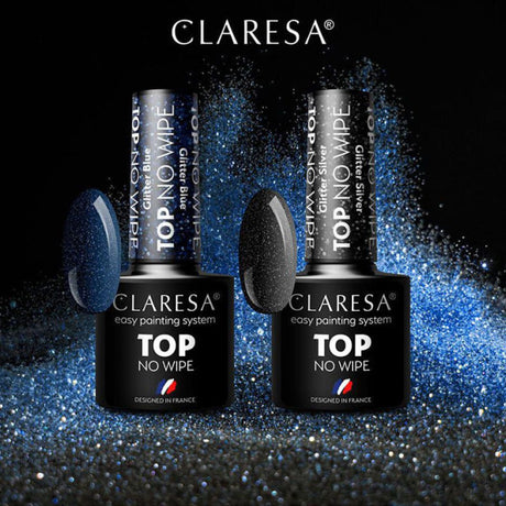 Claresa top coat sans lingette bleu pailleté 5ml
