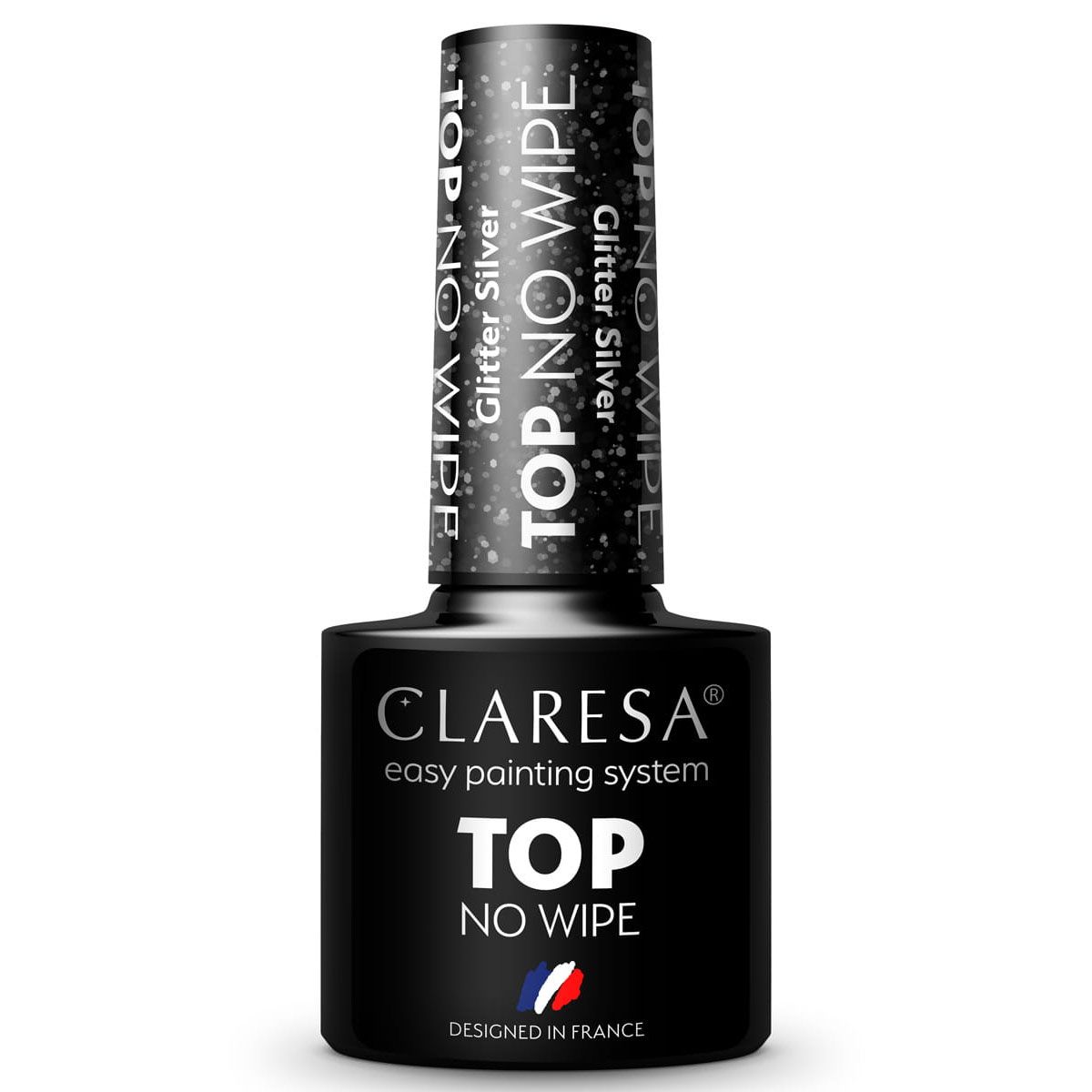 Claresa top coat sans lingette pailleté argent 5ml