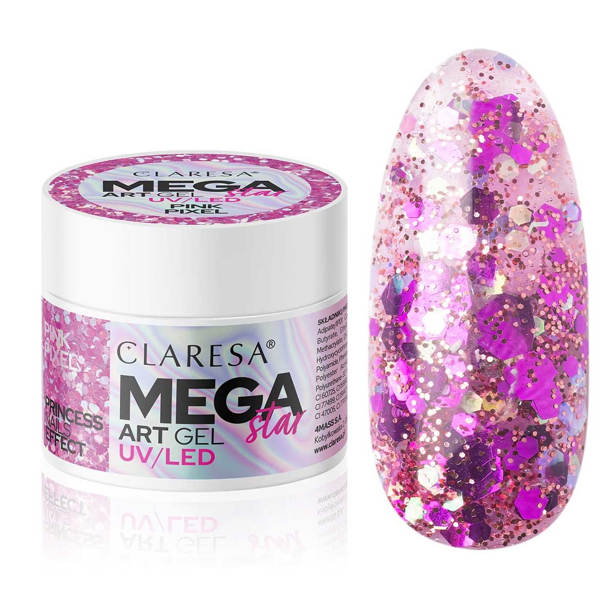 Claresa megastar rose pixel uv led art gel 10gr.
