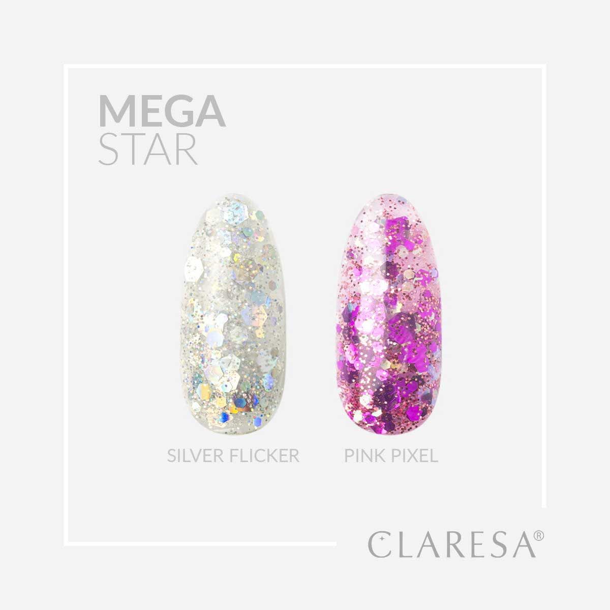 Claresa megastar argent scintillement uv led art gel 10gr.