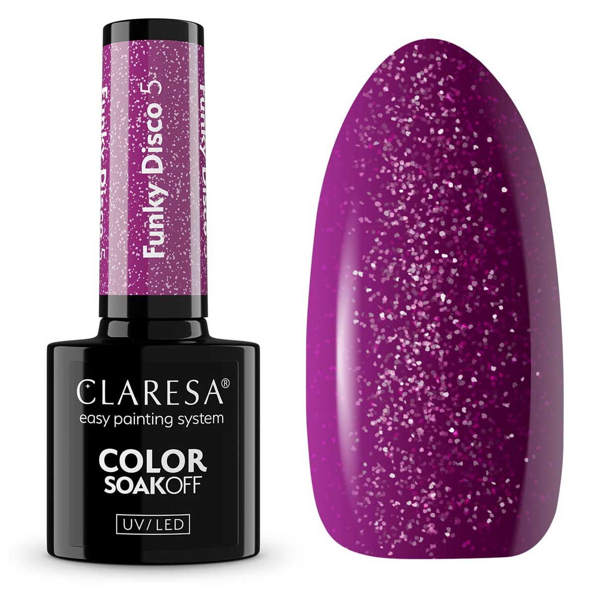 Claresa vernis gel uv led 5ml funky disco 5 vinyle violet