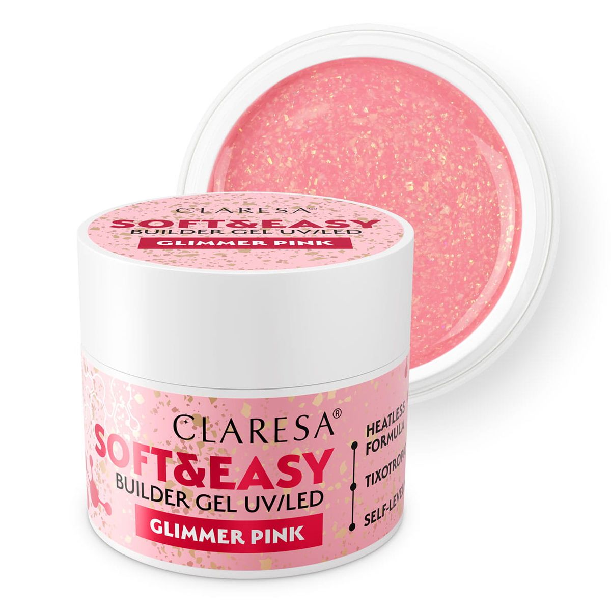 Claresa kératine soft easy builder gel brillant rose 90gr.