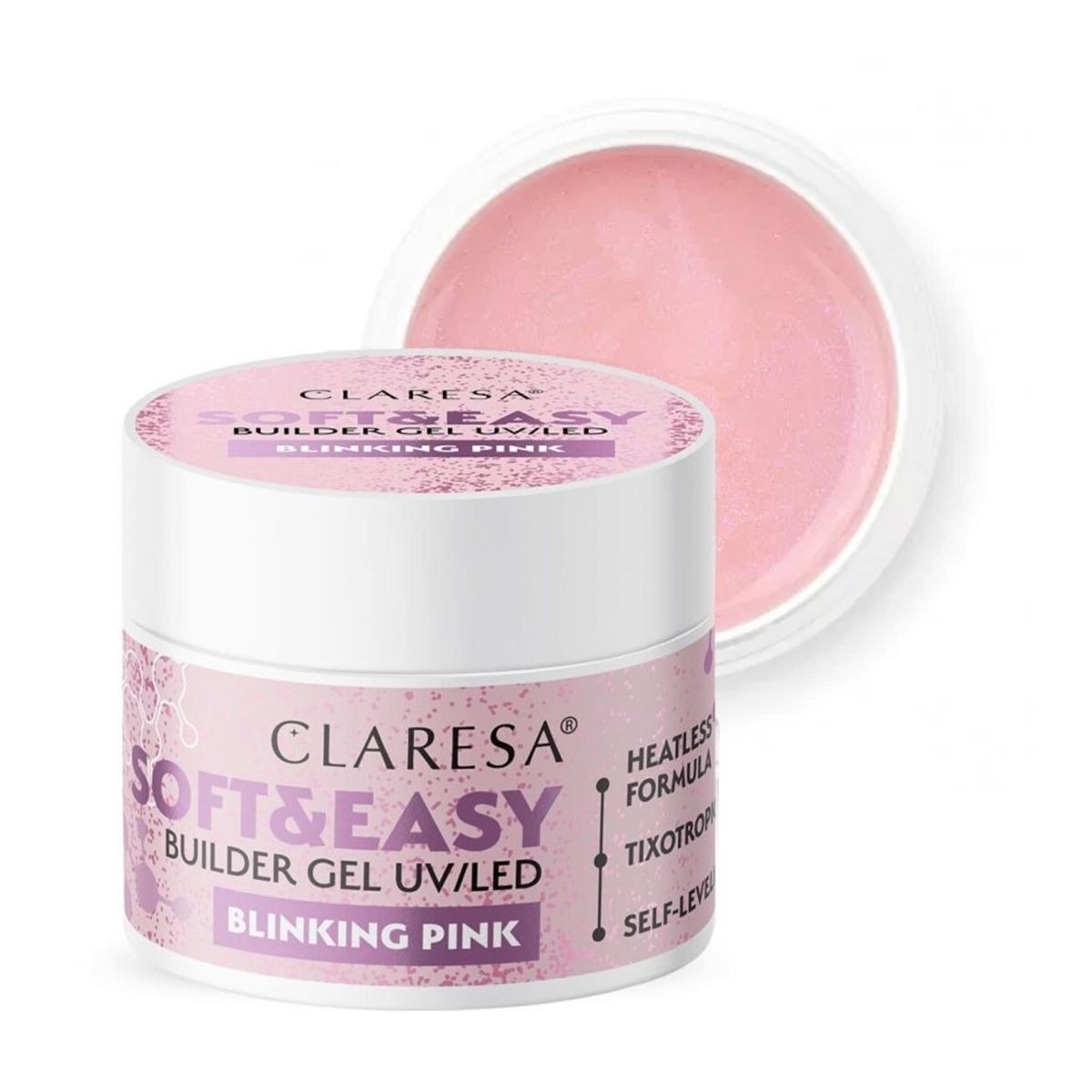 Claresa kératine soft easy builder gel rose clignotant 90gr.