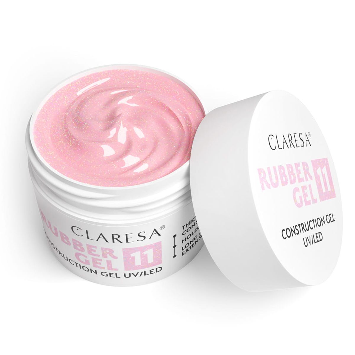 Claresa gel de caoutchouc 11 rose tendre scintillant 12gr.