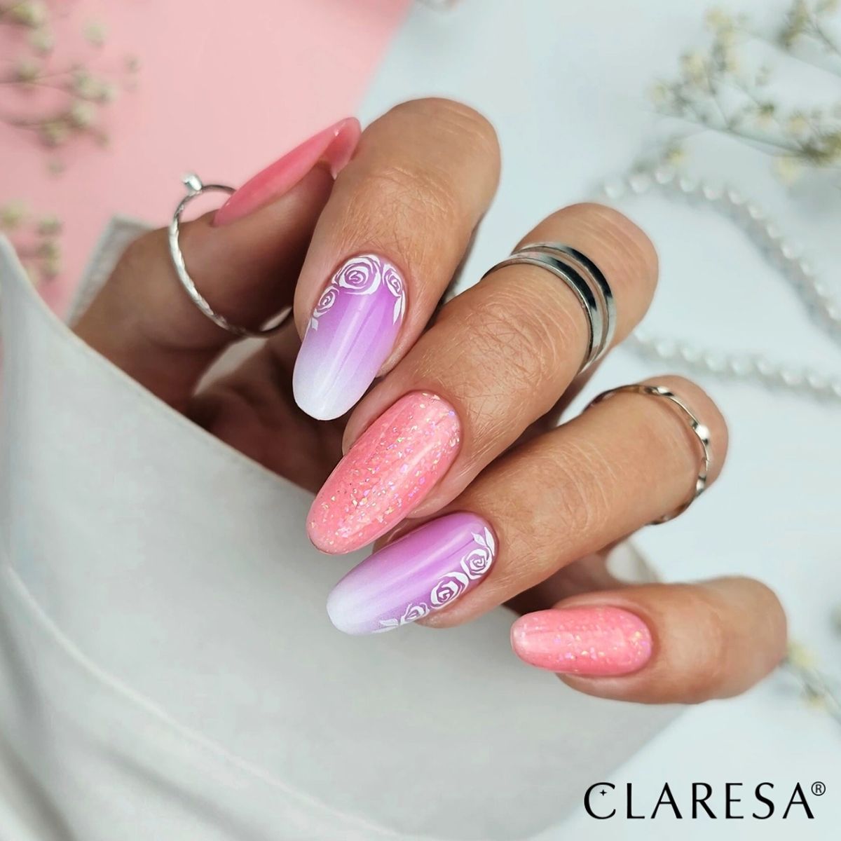 Claresa pinceau gel facile pailleté pêche 5ml