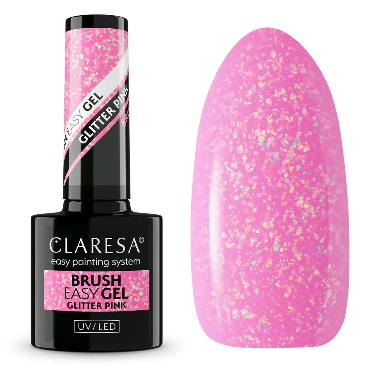 Claresa pinceau gel facile pailleté rose 5ml