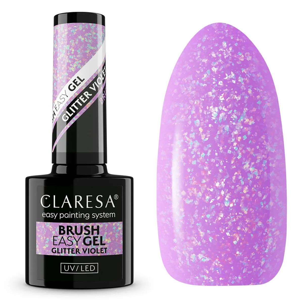 Claresa pinceau gel facile pailleté violet 5ml