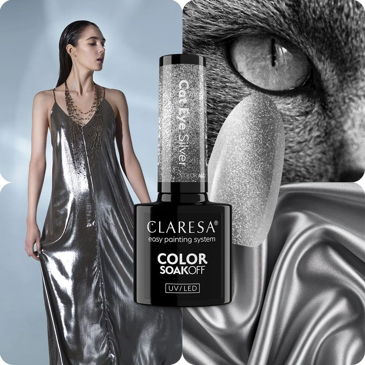 Claresa Vernis Gel UV LED 5 ml Oeil de Chat Argenté