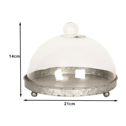 Clayre eef cloche 6gl2491 gris transparent 21x15 cm