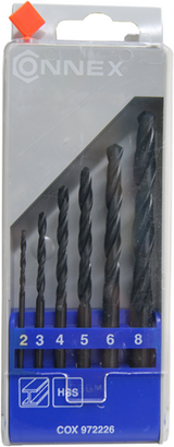 Connex jeu de forets à métaux 2-8mm 6pcs bleu - cox972226