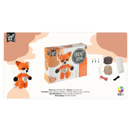 Kit de crochet de groupe de loisirs créatifs renard - incl. aiguille et fil