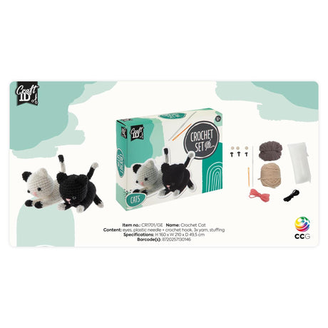 Craft id crochet paquet deux chats - incl. aiguille et fil