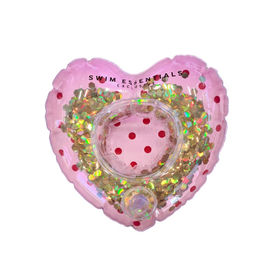 Porte-gobelet gonflable coeur rose