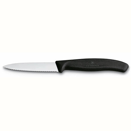 Couteau à éplucher Victorinox Swiss Classic lame dentelée de 8 cm avec manche noir<br>