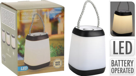 Lampe de table portable LED noire