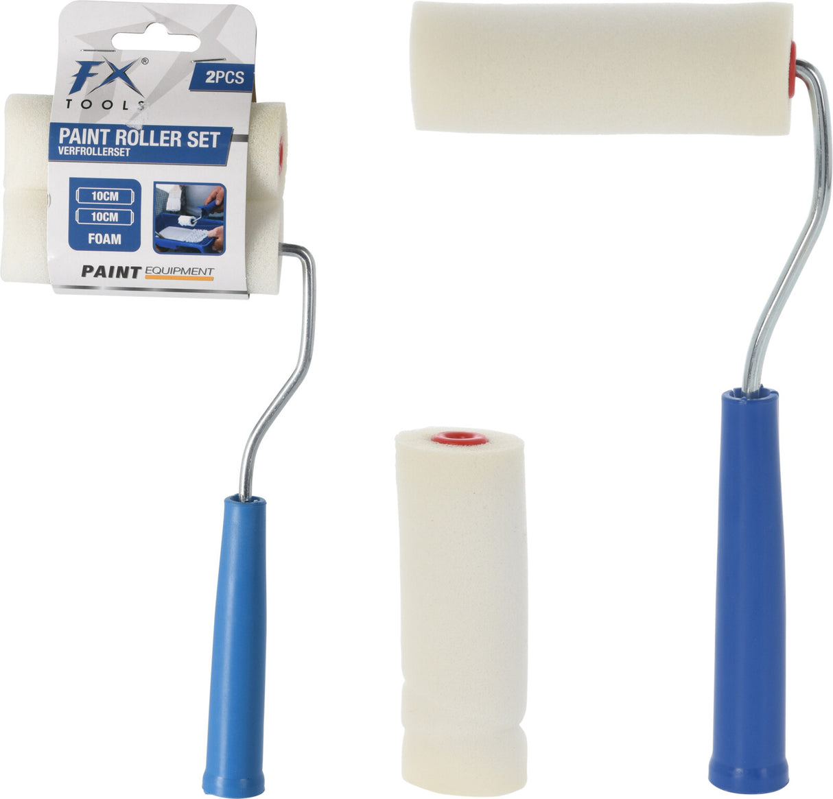 Fx tools rouleaux à peinture mousse 2 pièces avec support