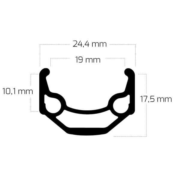Jante Ryde zac 19 26 559 x 19c aluminium 36 trous 14g - noir