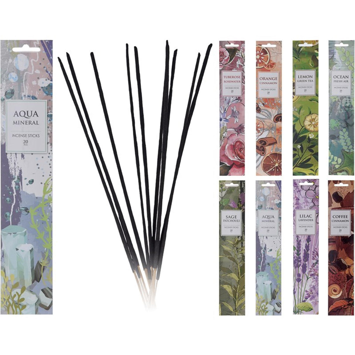 Bâtons d'encens home stylisme 20 pièces 25cm